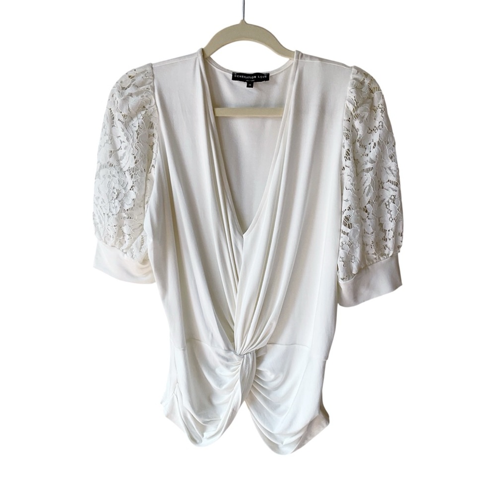 Generation Love Bree Lace Combo Top in Cream Size M